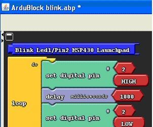 Block programming with MSP430 Launchpad