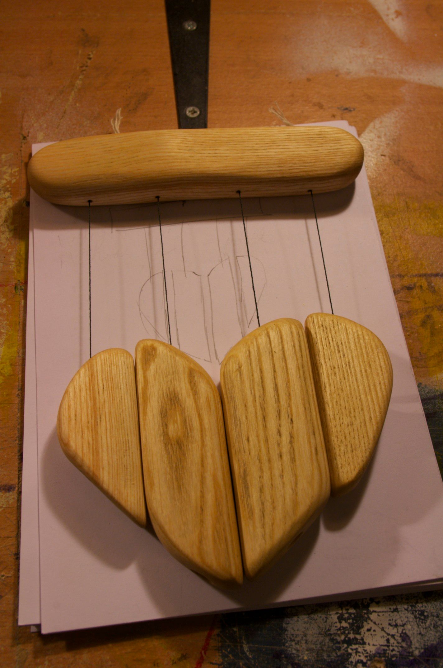 Wooden Heart Wind Chime