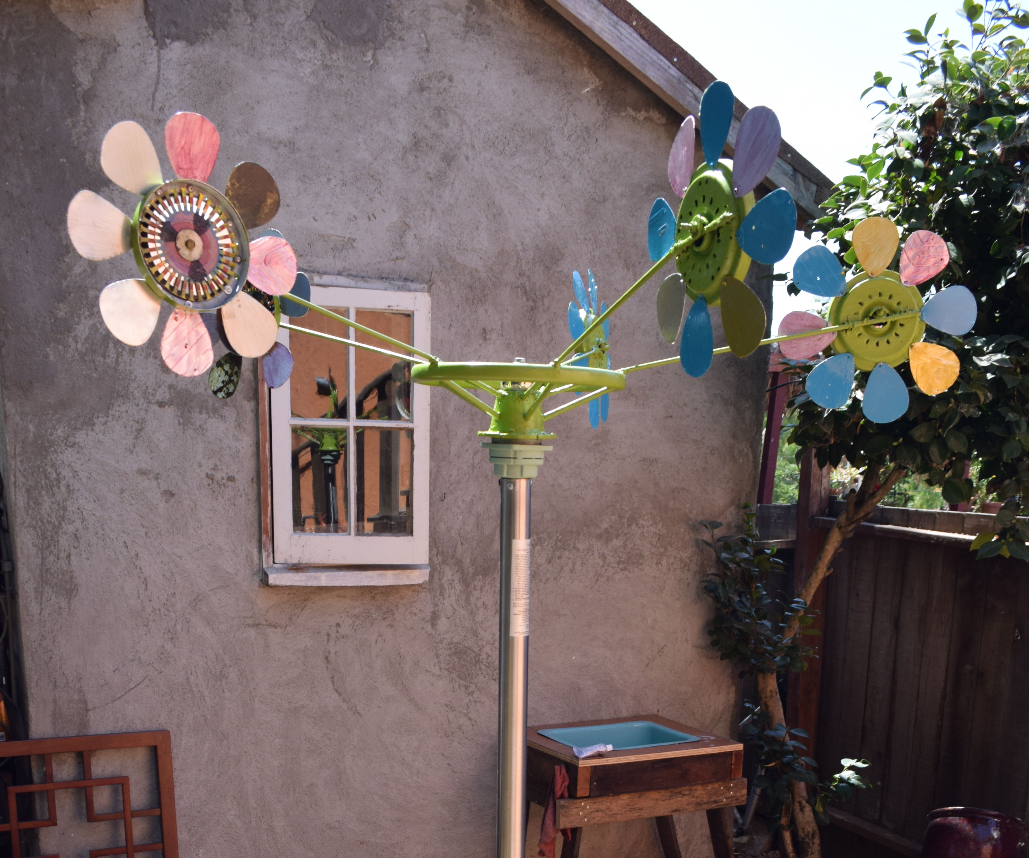Recycled Materials Wind Catcher Yard Art