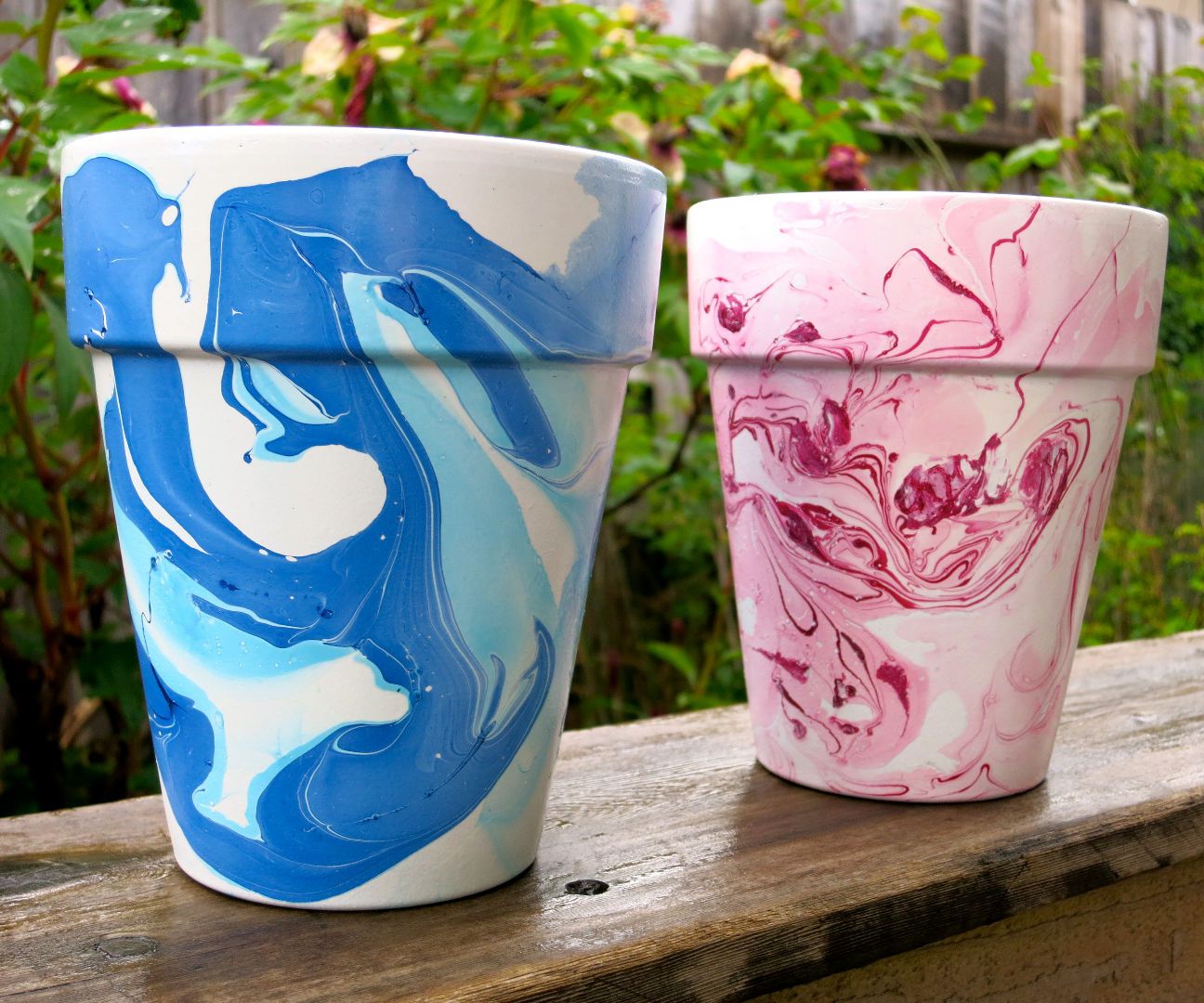 Nail Polish Marbled Flower Pots