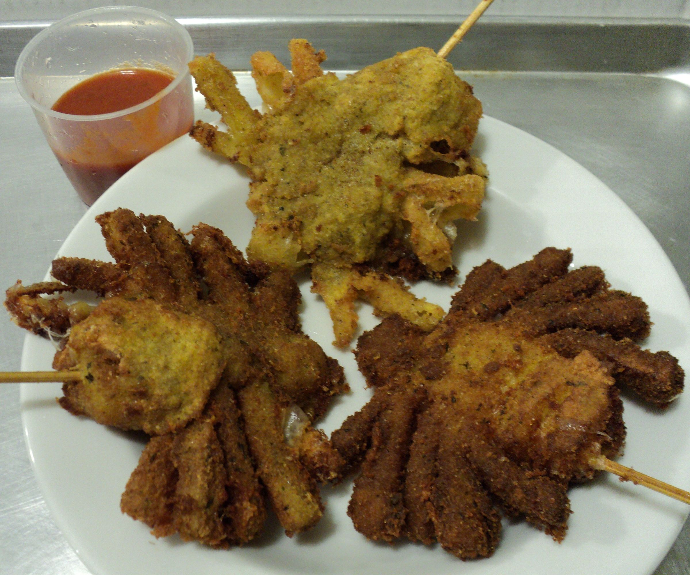 Not So Vegan Fried Tarantulas on a Stick