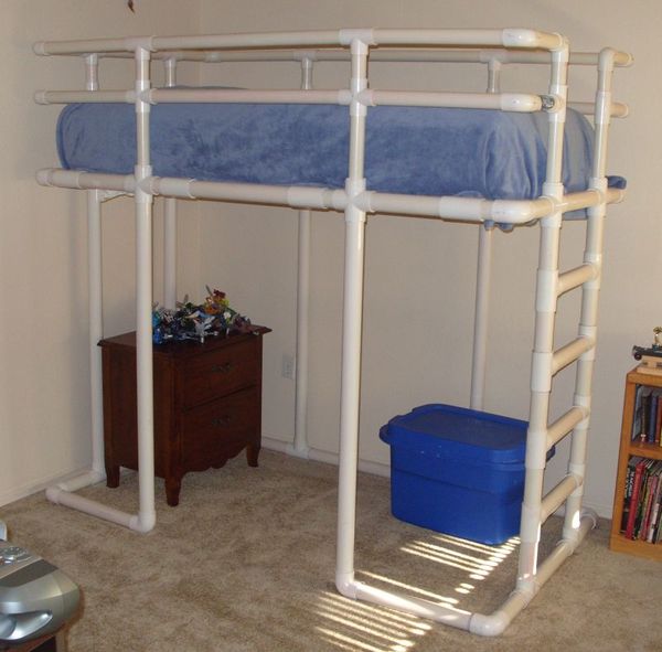 Twin Size Loft Bed Made From PVC Water Pipe : 3 Steps - Instructables