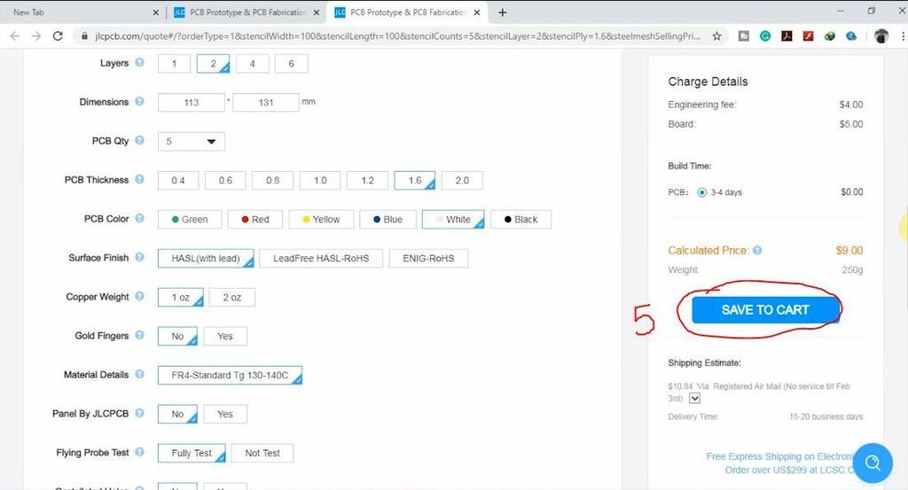 Uploading the Gerber File and Set the Parameters