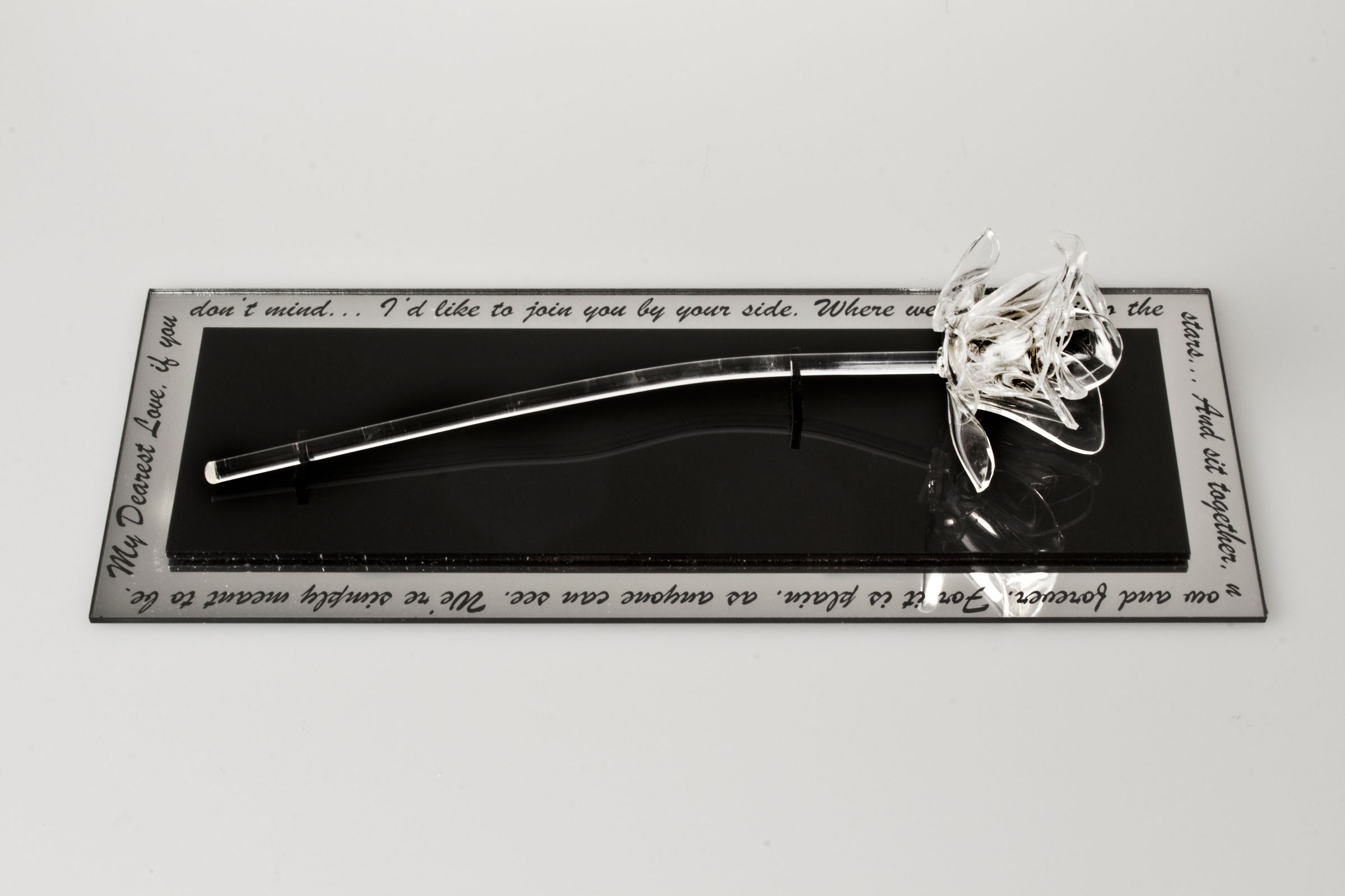 Laser Cut Acrylic Rose With Etched Base