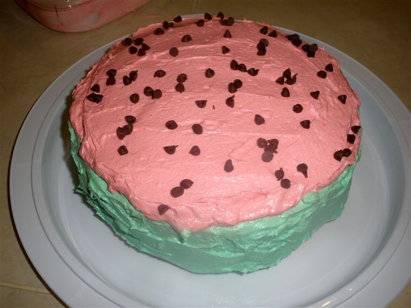 Watermelon Slices Cake With Buttercream Frosting