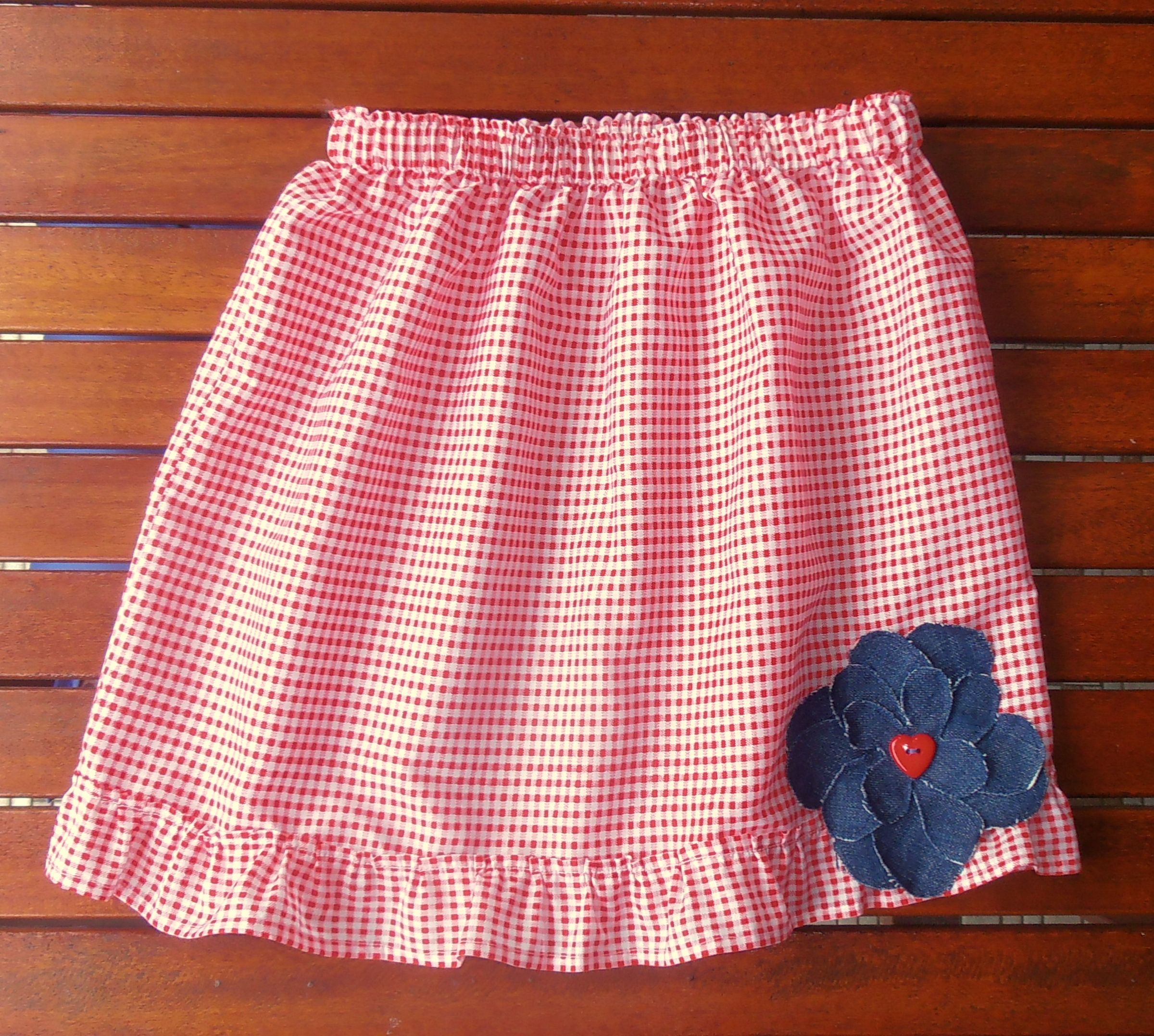 Ruffled Gingham Skirt (red)