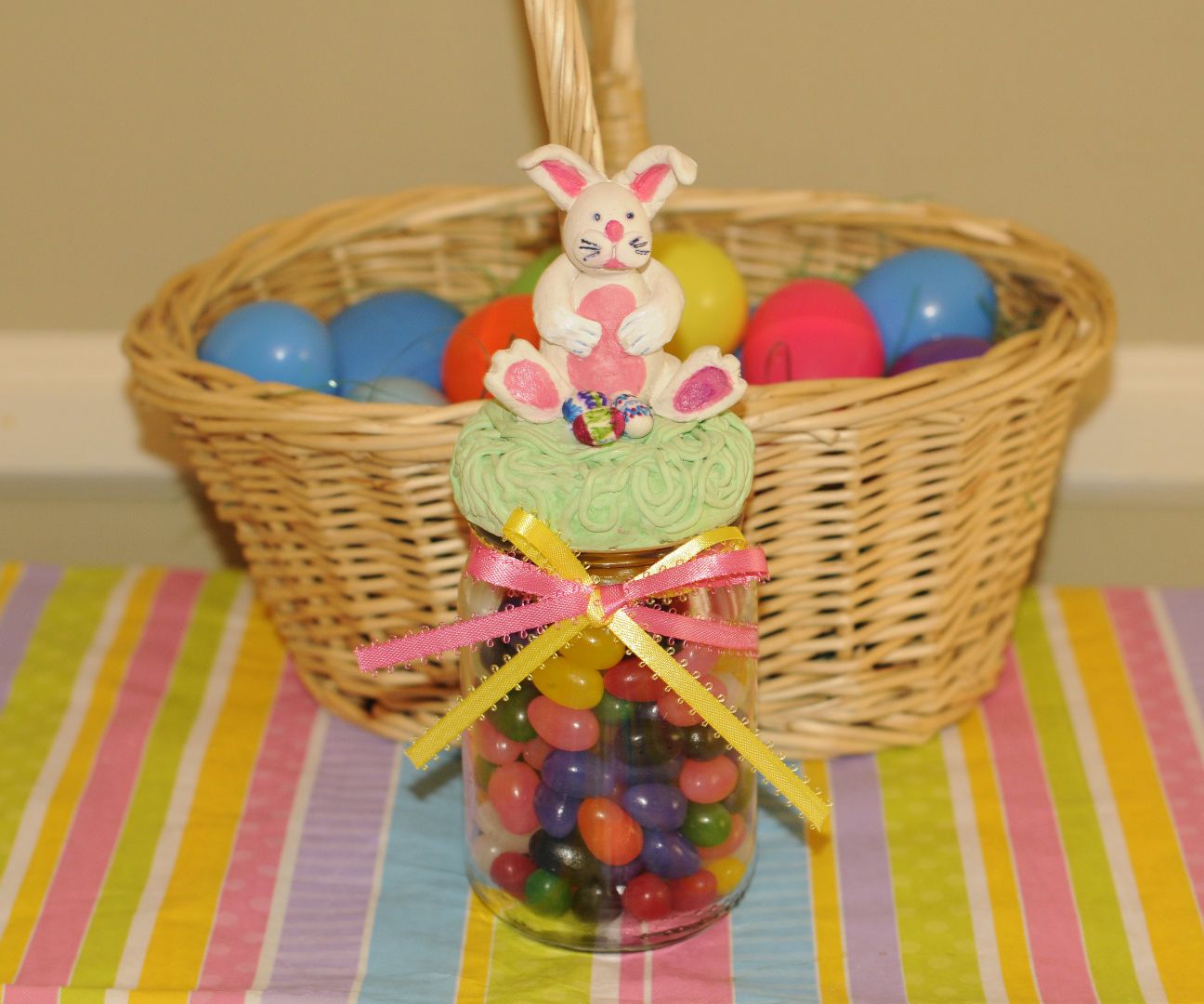 Easter Bunny Candy Jar Air Dry Clay Decoration