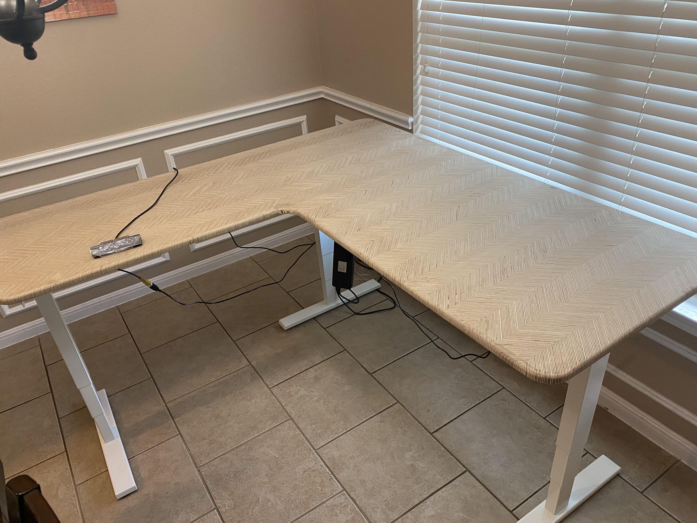 Chevron Pattern Plywood Corner Desk (motorized) 10 Steps (with