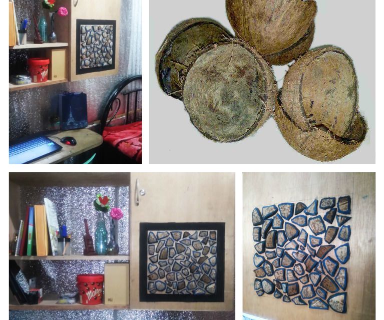 Coconut Shell to Mosaic Art, Room Decoration!!!