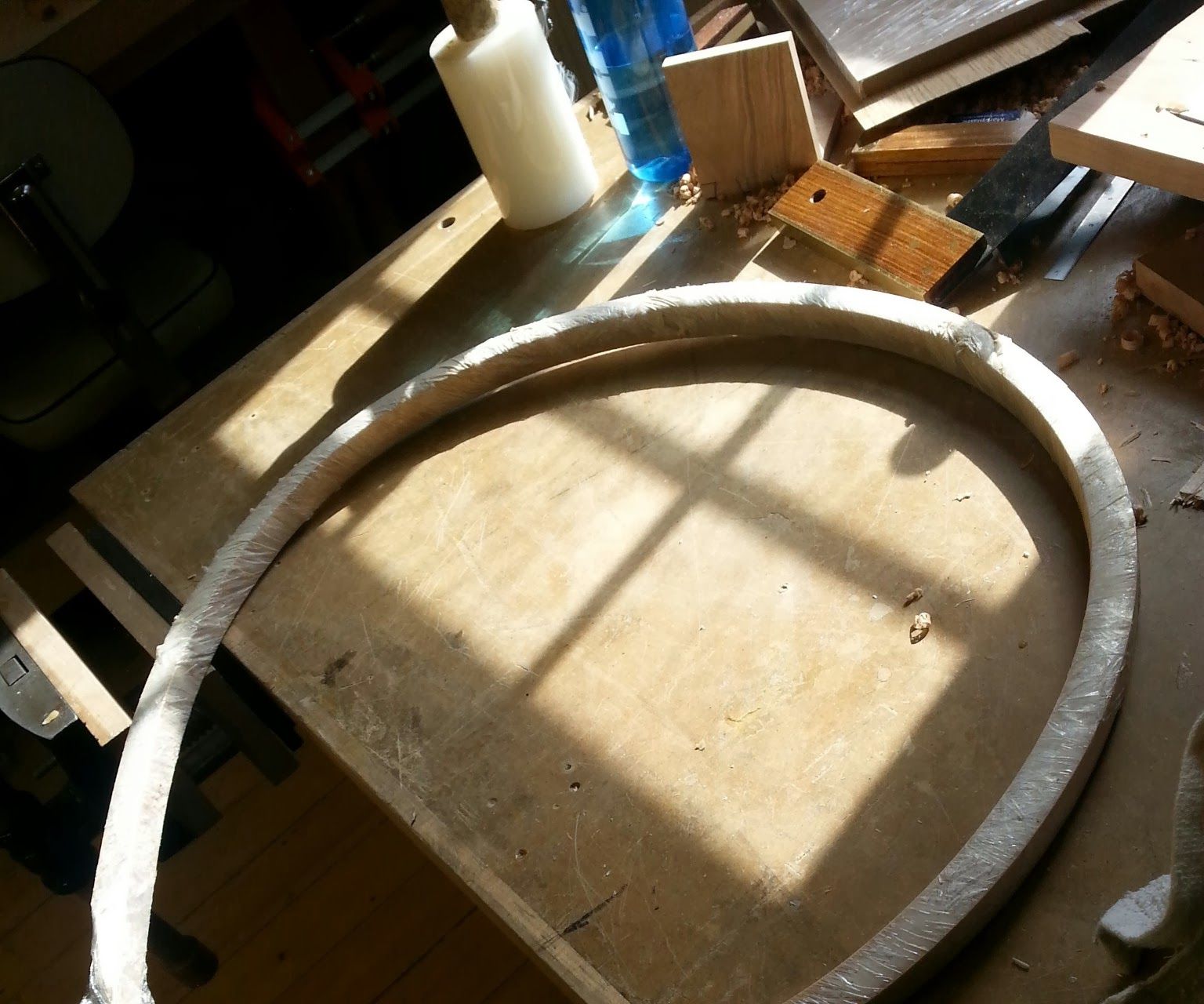 bending wood with a car tire 