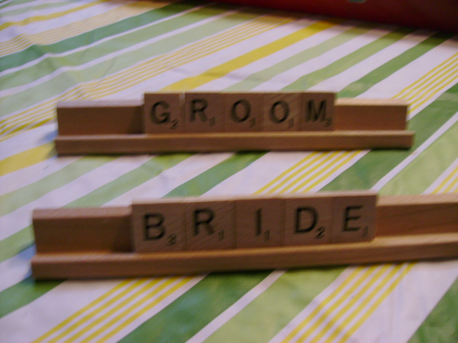 Scrabble Nameplates for the Bride and Groom