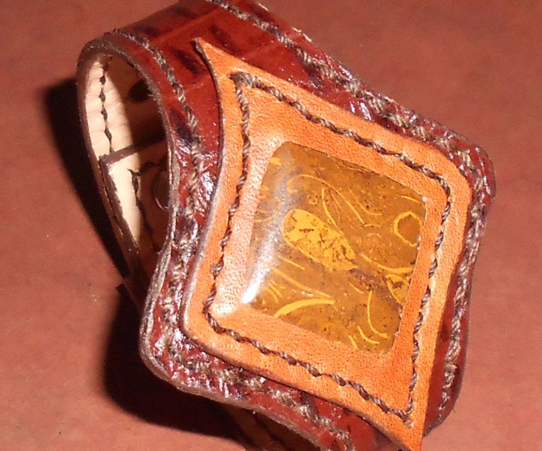 Leather Bracelet With Stone Cabochon