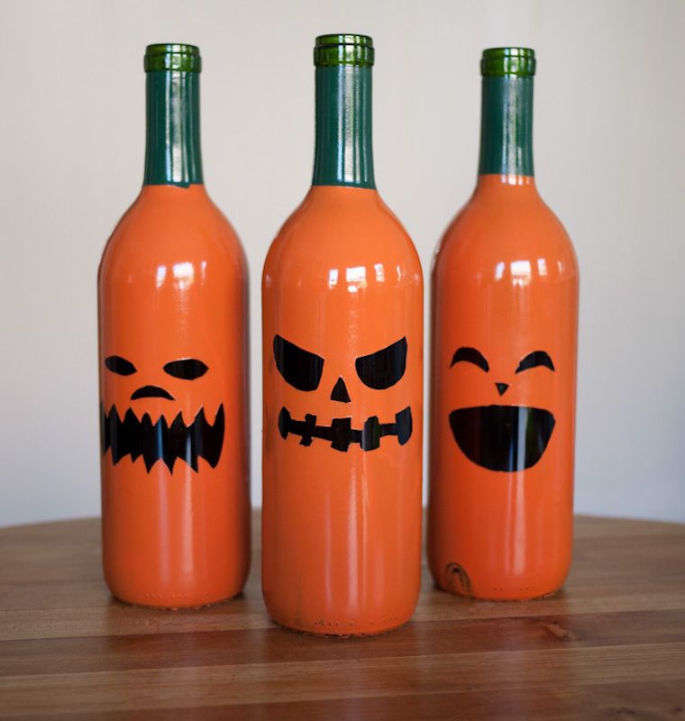 Wine Bottle Jack-o-lanterns