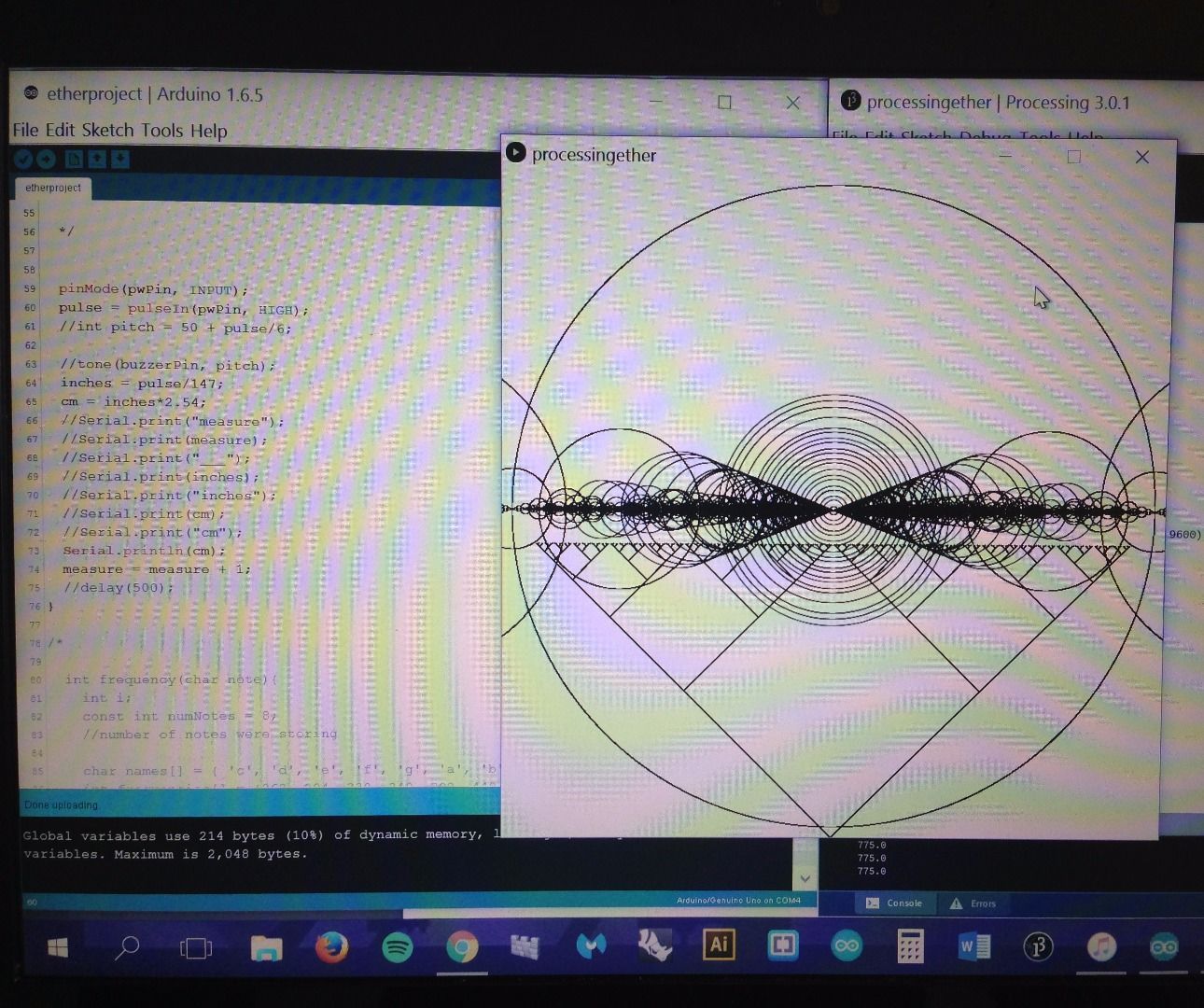 Ultrasonic Distance Sensor Visualizer W/ Processing