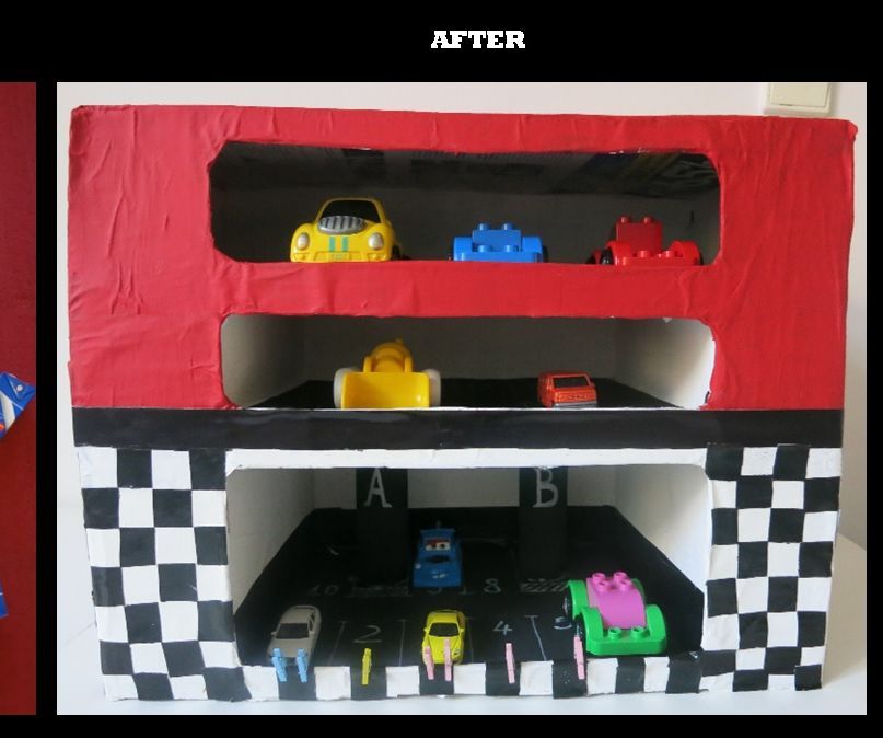 DIY Multilevel Toy Parking From Recycled Materials