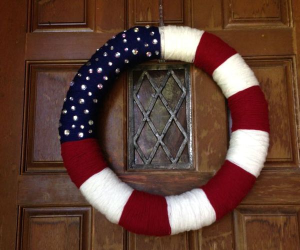 Yarn Patriotic Wreath