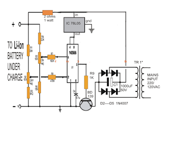 Li-Ion Battery Charger Circuit Using IC 555 