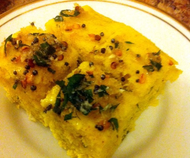 Dhokla or Steamed Savory Chickpea Flour Snack Bites