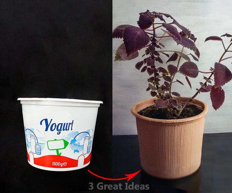 Clay Pot With Plastic Yoghurt Container, Recycle Project 7 Steps