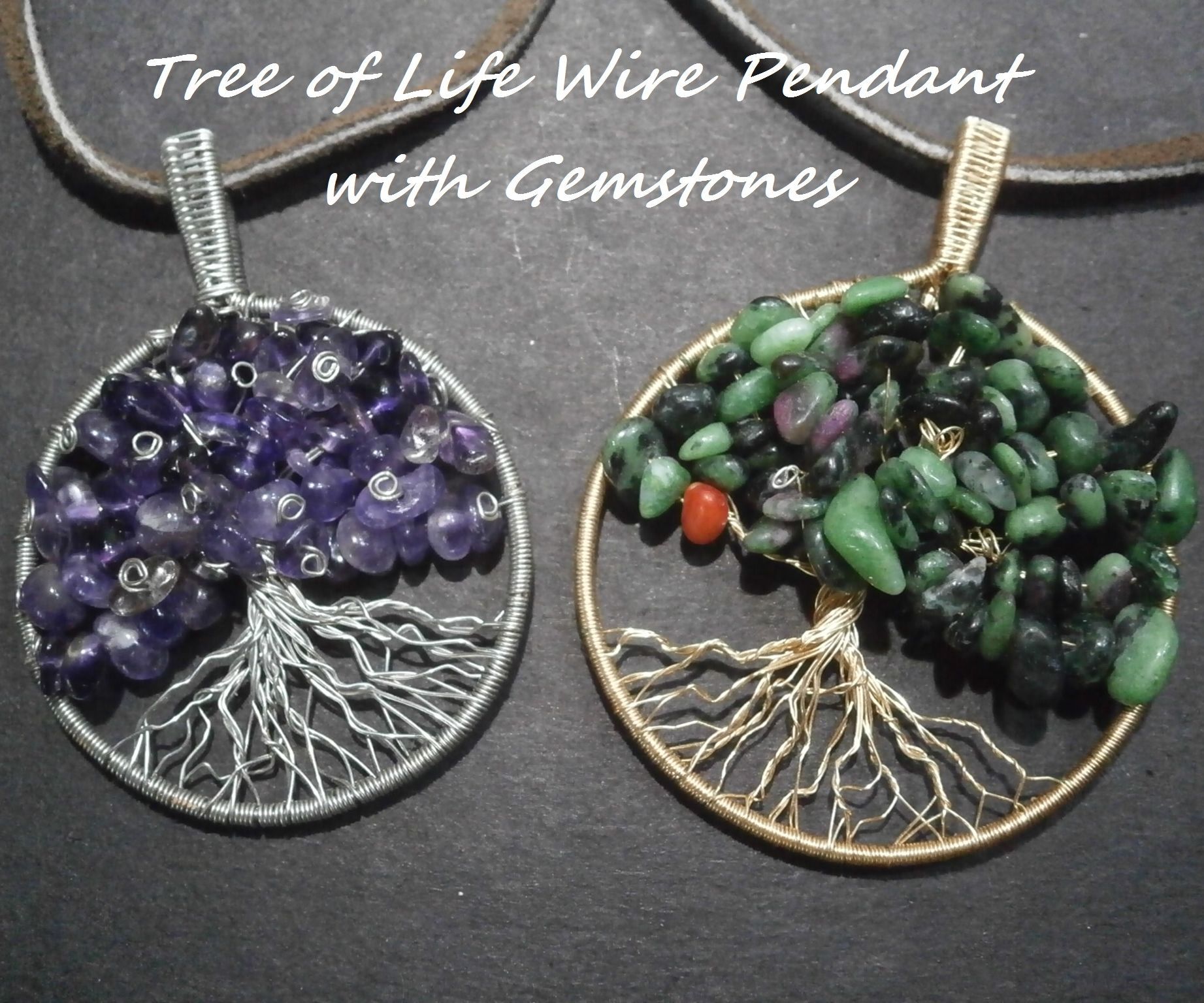 Tree of Life Wire Pendant With Gemstones