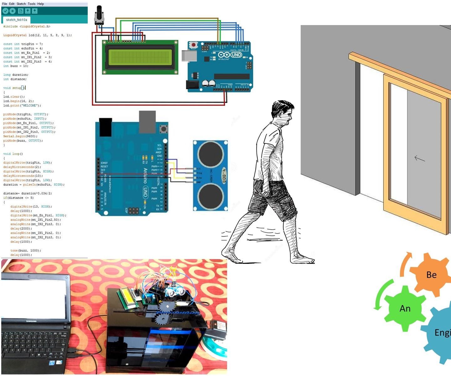 How to Make Automatic Door Opening Using Ultrasonic Sensor HRSC04