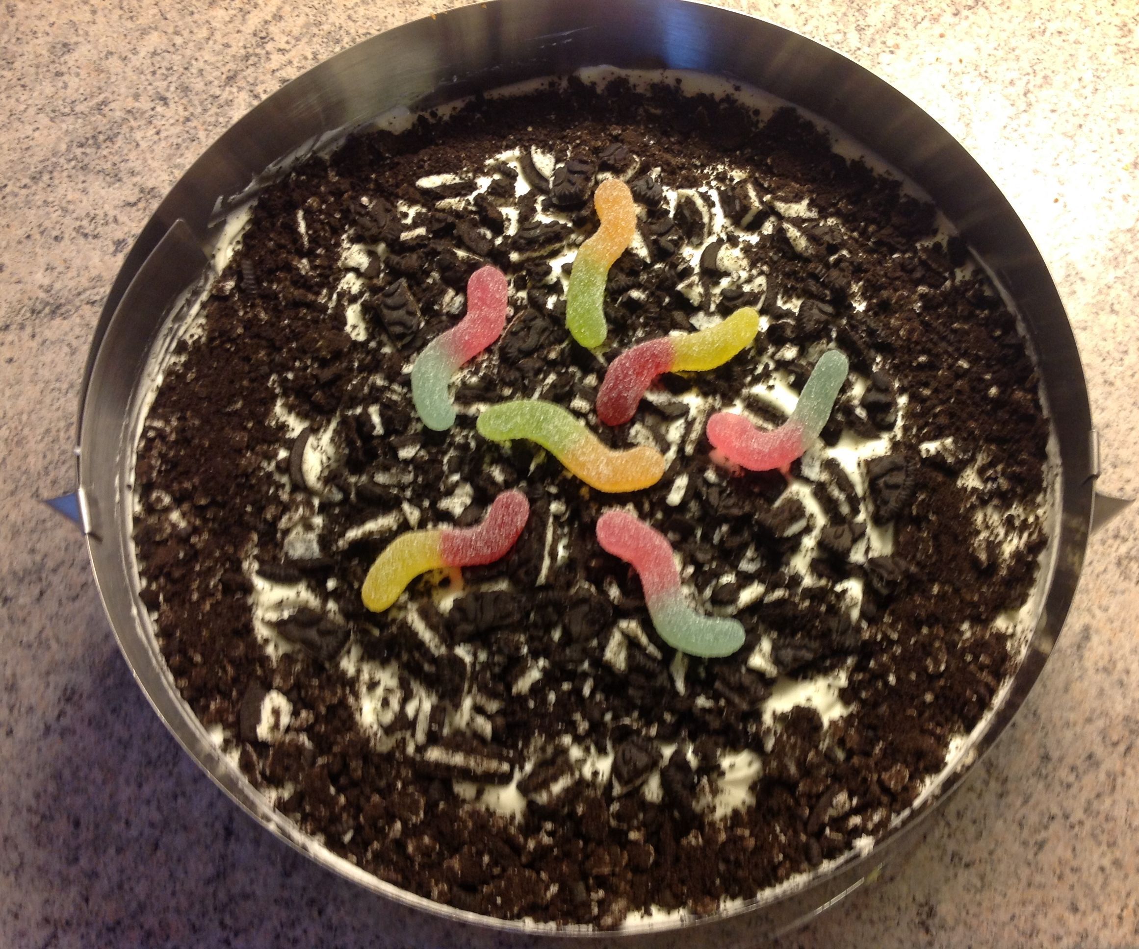 Oreo Cake with gummy worms!