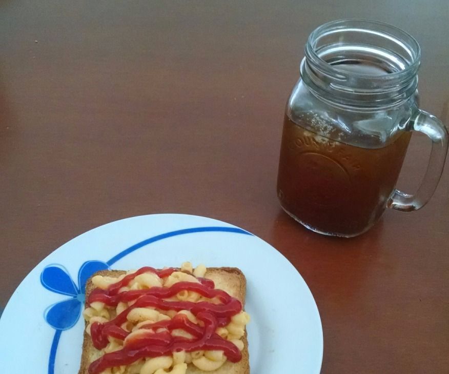 Fusion of Toast and Macaroni and Cheese.