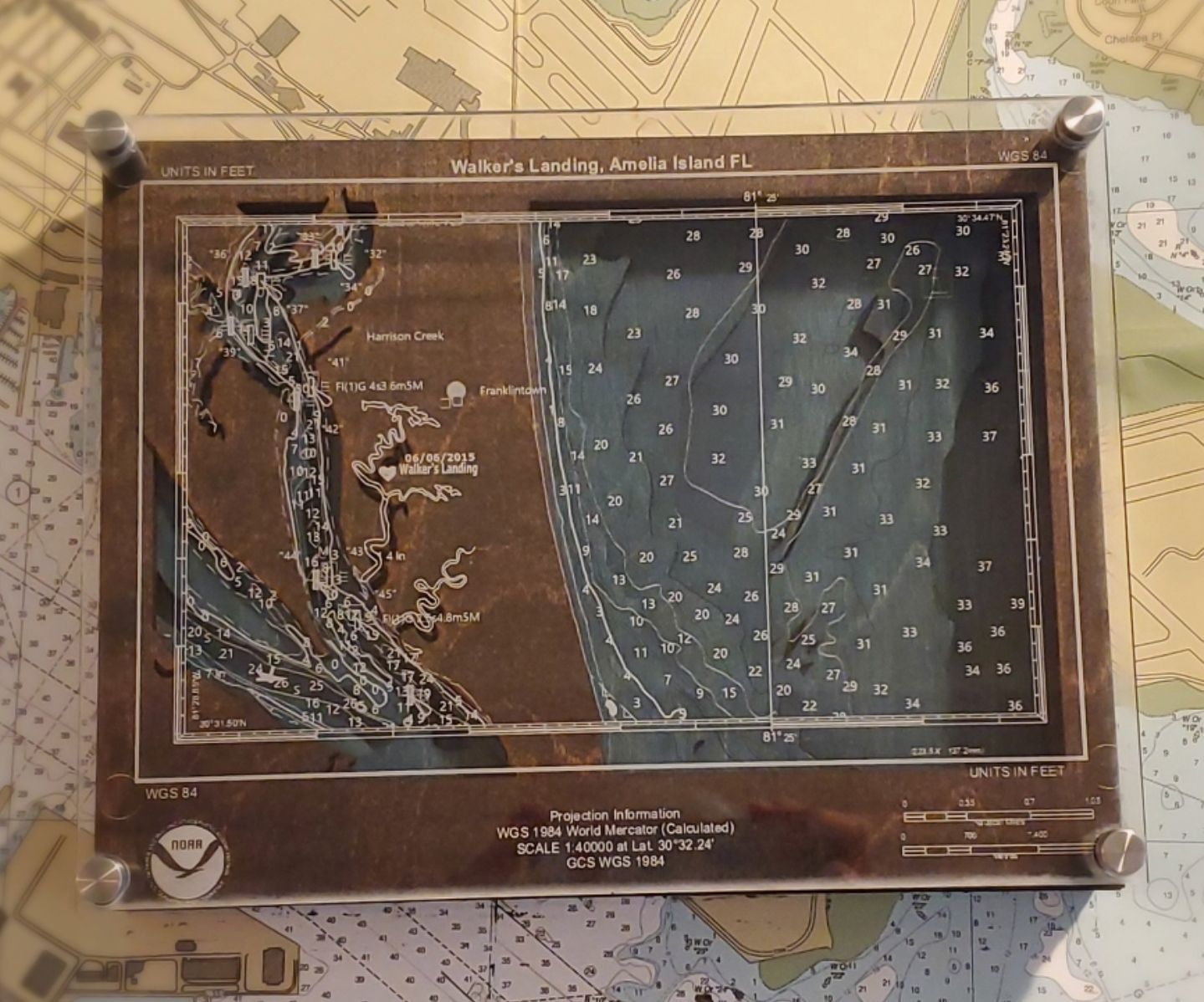 Custom Nautical Chart With Accompanying Bathymetric Contours