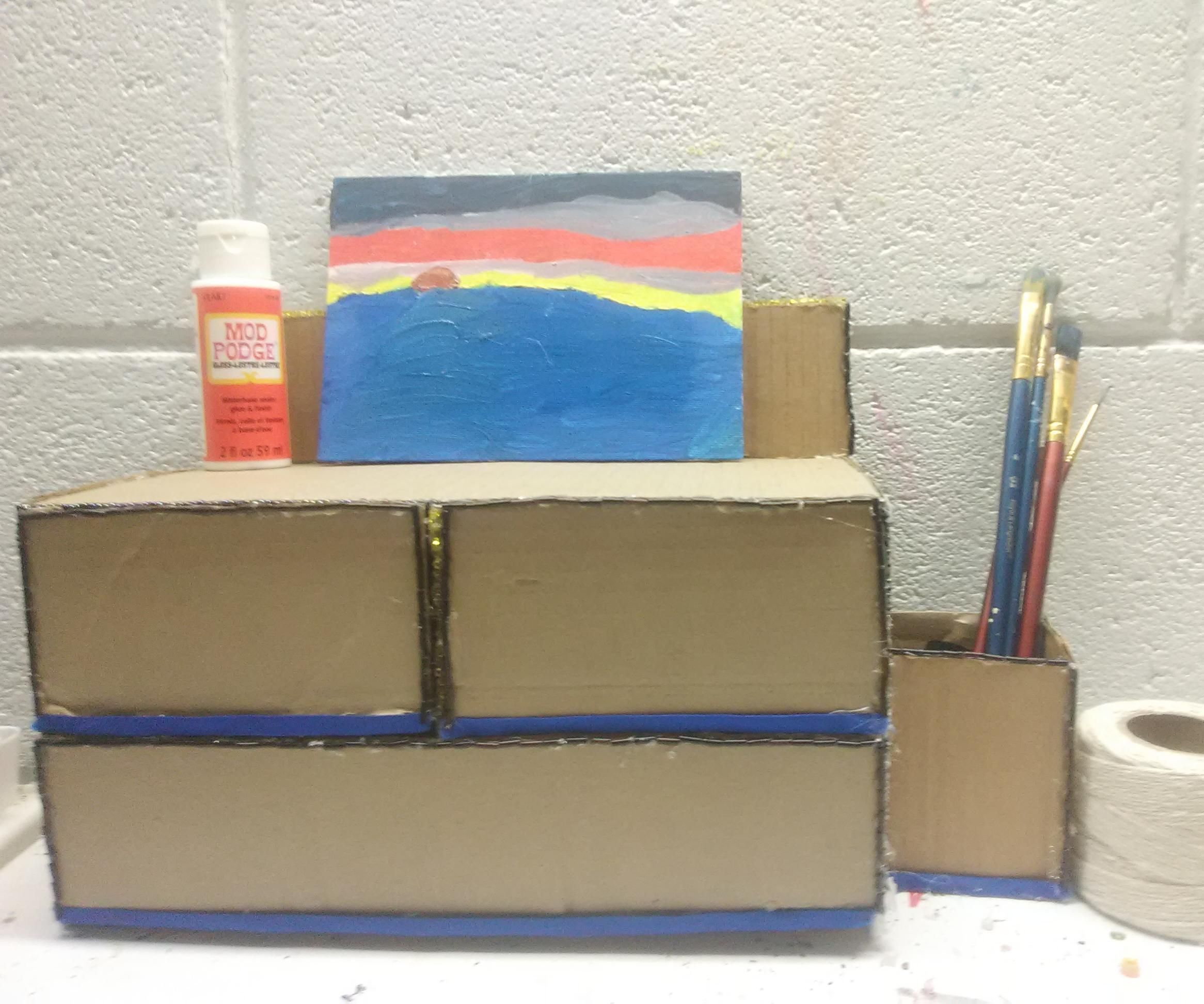 Recycled Cardboard Art Supplies Organizer