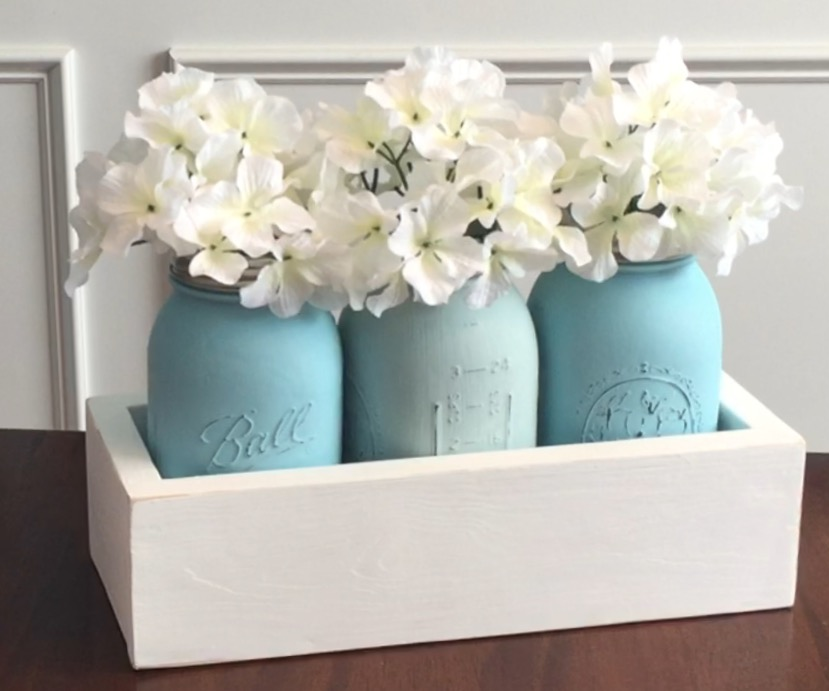 Chalk Paint Mason Jar Centerpiece