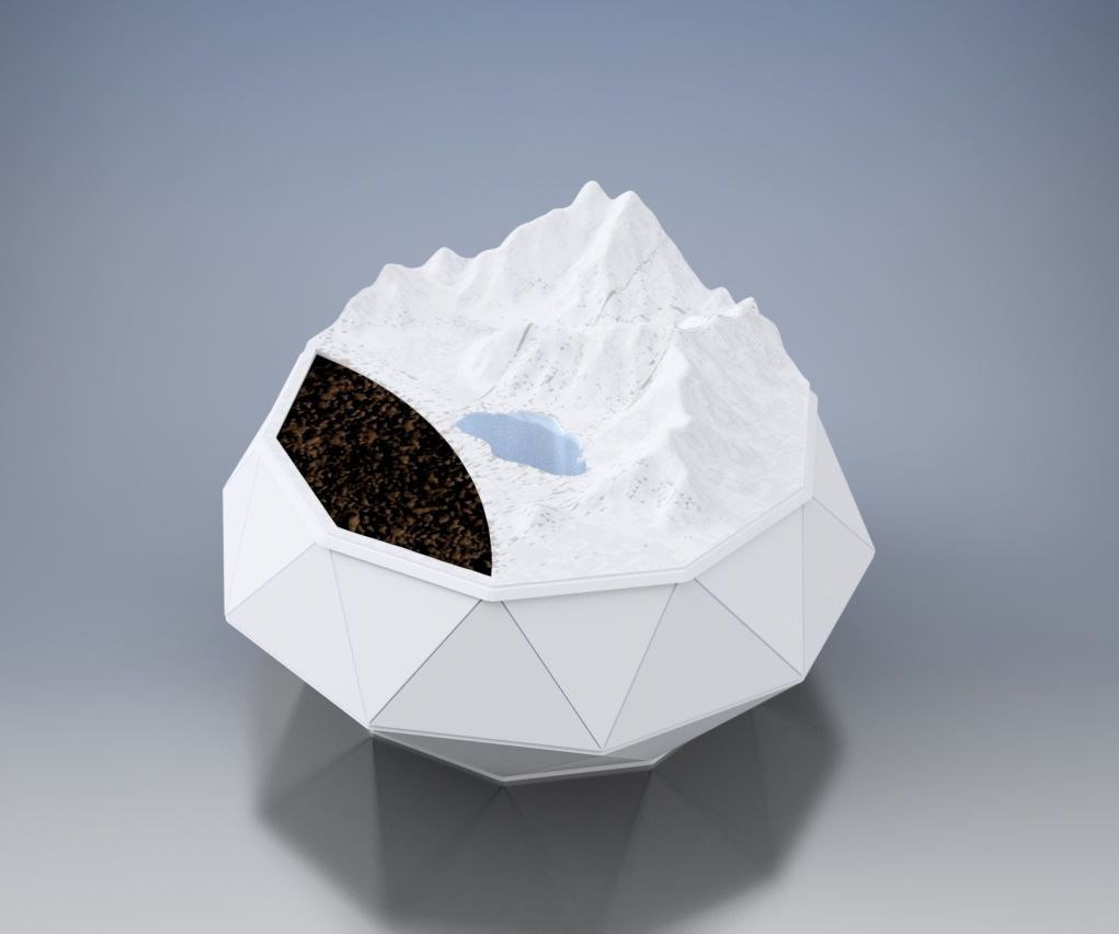 Heritage Planter : Self Watering , Low Poly Planter With Landscaped Lid