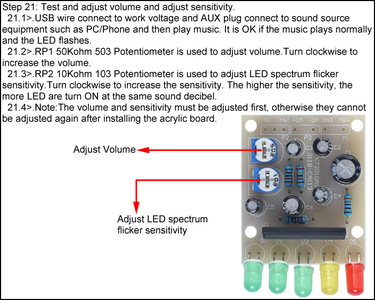 Test and Adjust Volume and Adjust Sensitivity.