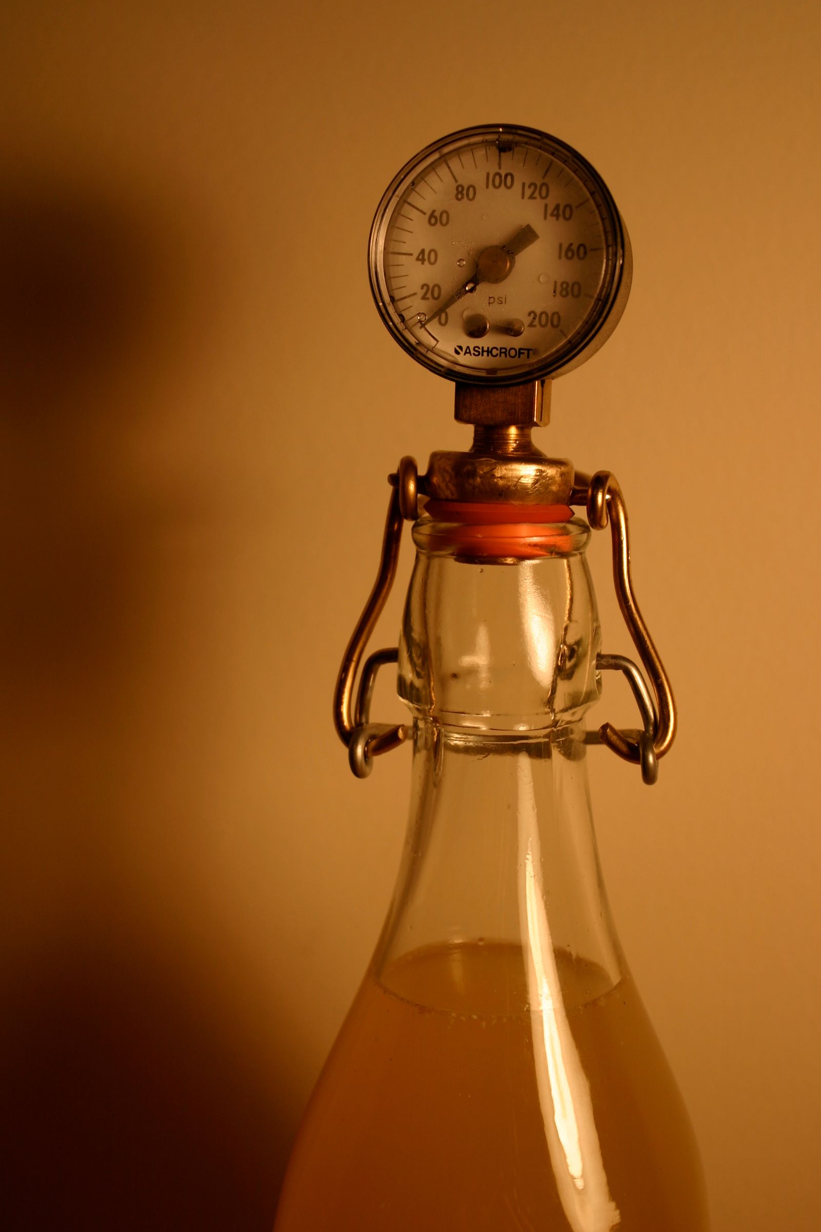 Brewing Pressure Gauge in a Bail Top Bottle