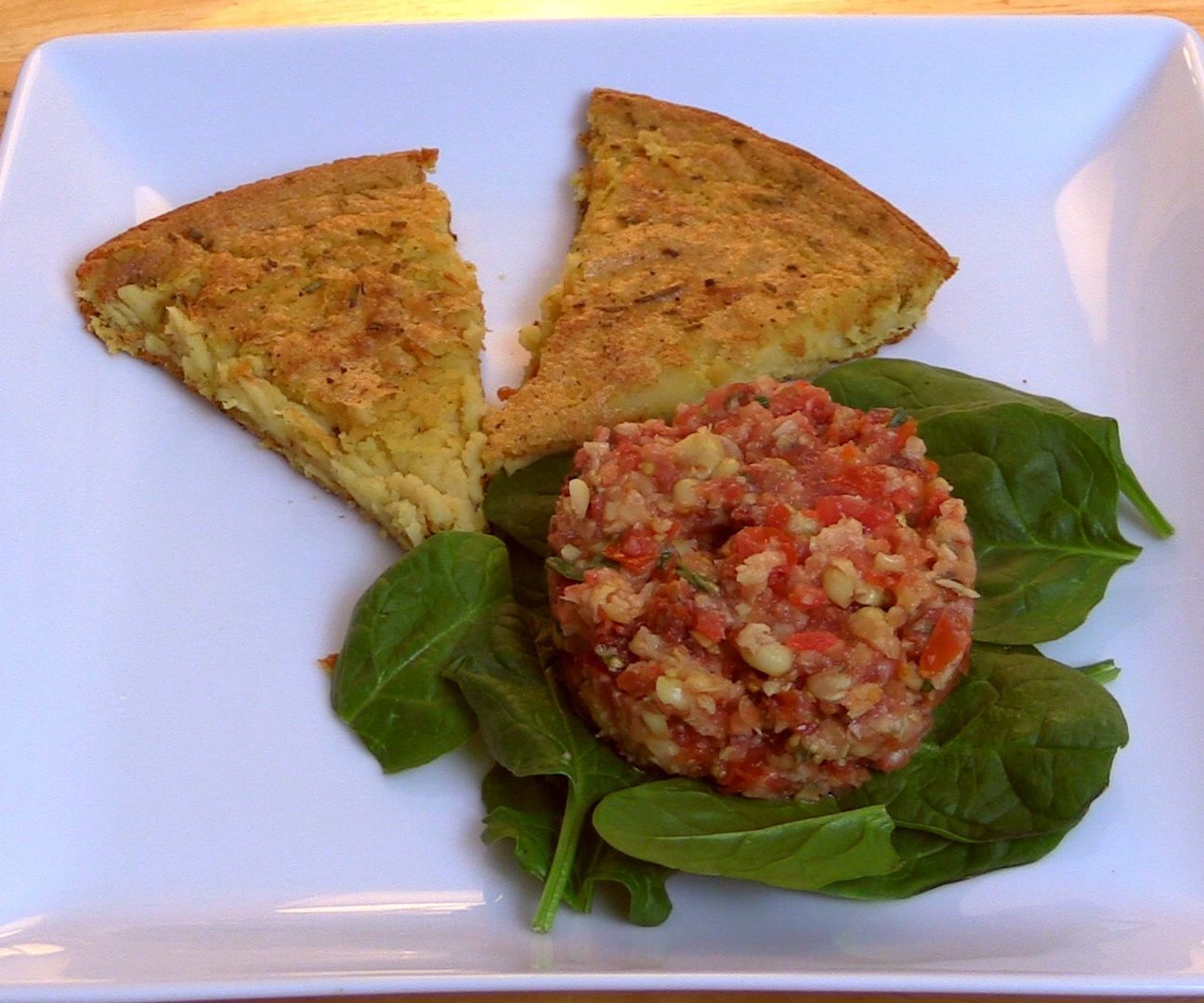 Farinata (Chickpea Flatbread) With Tomato & Corn Tartare - Vegan & Gluten Free