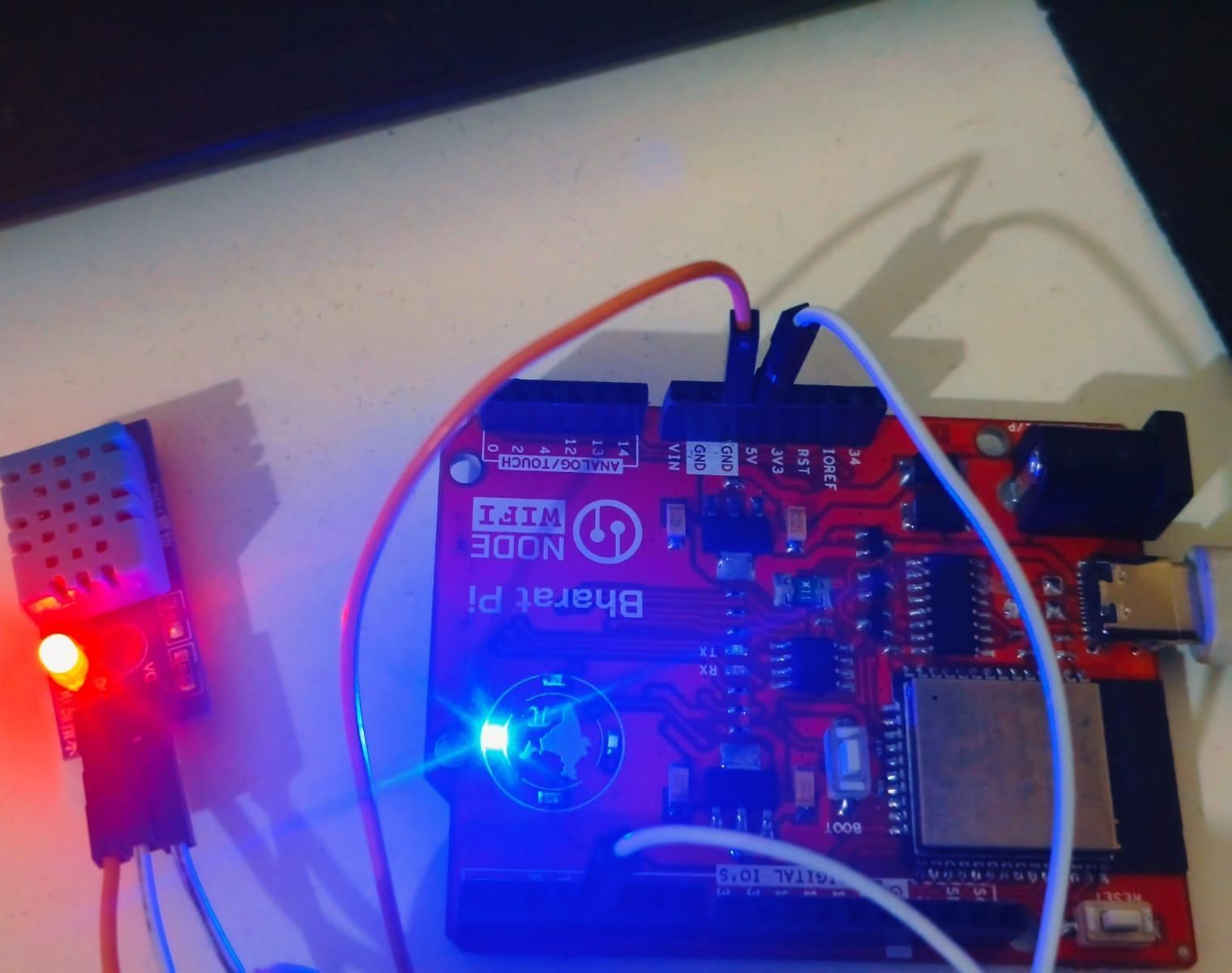 DHT11 SSOR USING BHARAT PI BOARD,LED AND BLYNK CLOUD, CONTROLE THE WHOLE CIRCUIT USING a SWITCH ONLY IN a BLYNK CLOUD NOT AS EXTERNAL HARDWARE