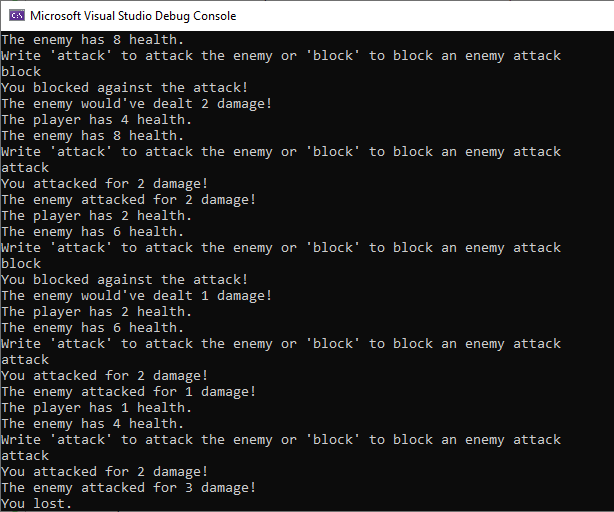 Making a Text Based Turn Based Battle Game in C#