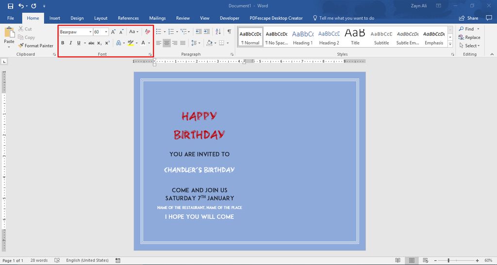 Microsoft Office Birthday Cards Personalised Birthday Card Romantic