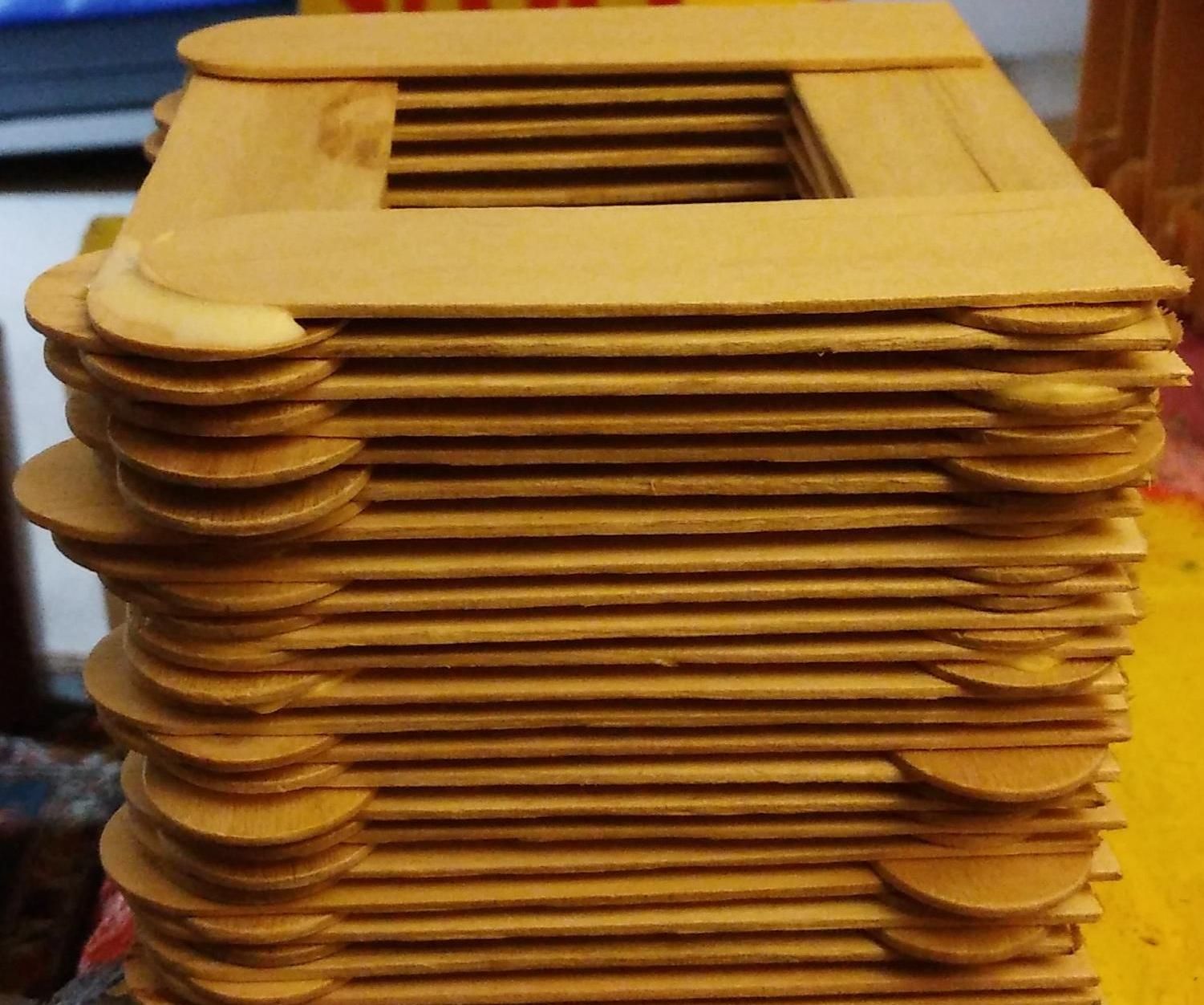 Small Wood Box Made of 2 Packs of 6 Inch Paint Stirrers (30 Per Pack) From Home Depot