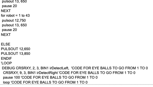 Code's for Robot Movement