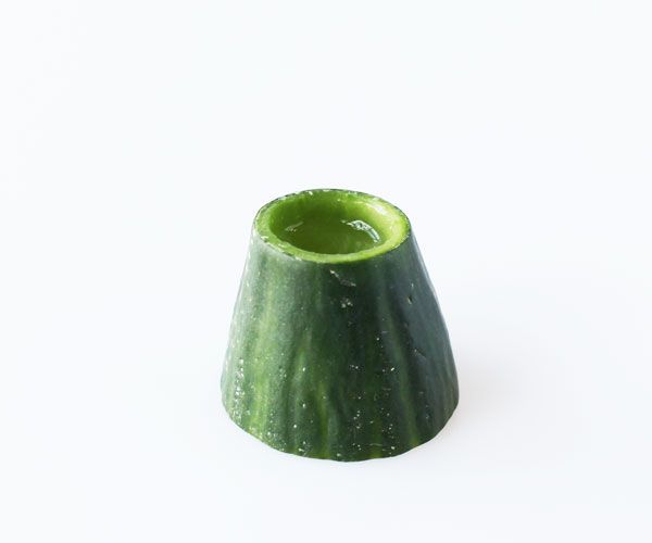 Sake in Edible Mount Fuji Cucumber Cups