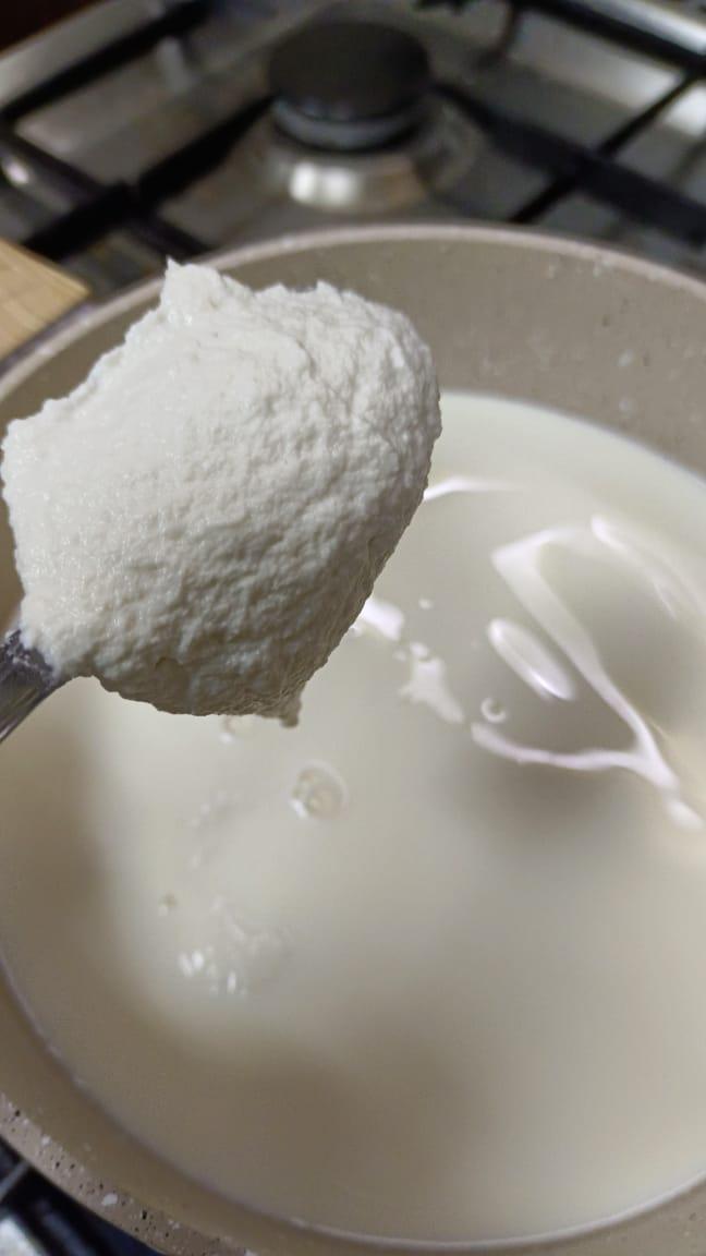 Simmering the Milk With the Prepared Almond Paste