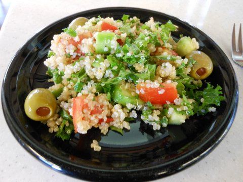 Simple Cool Summer Quinoa and Kale "Tabouli Salad" -vegan, Gluten-free