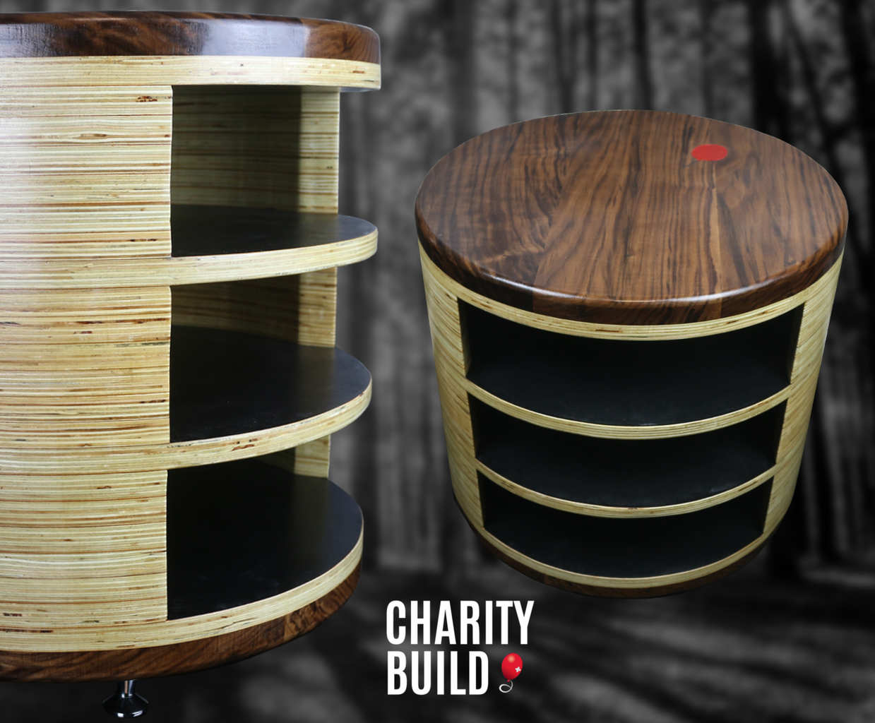 Wood cylinder side table deals