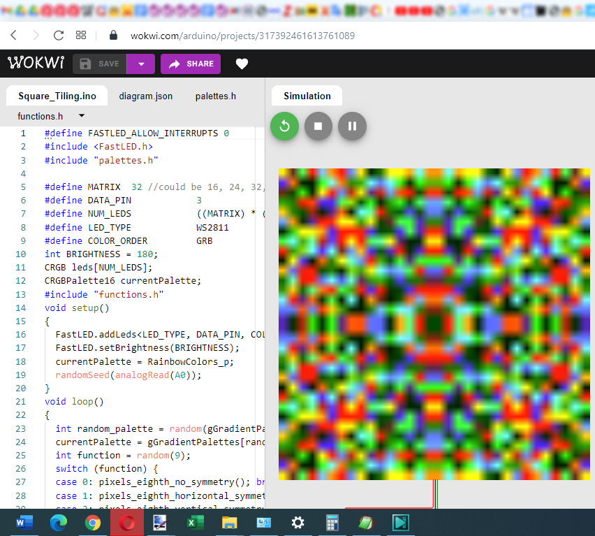 Square Tiling in WOKWI - the Online Arduino Simulator