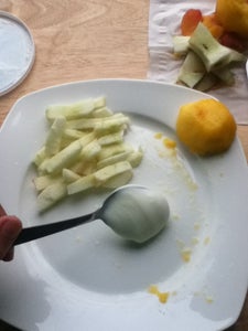 Add the Yogurt and the Half Peach