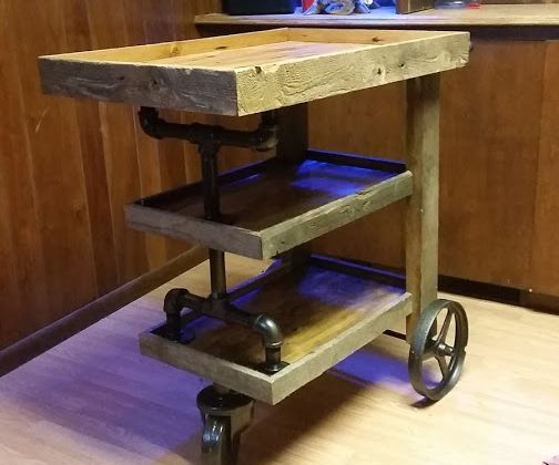 Bar Cart From Reclaimed Barn Wood