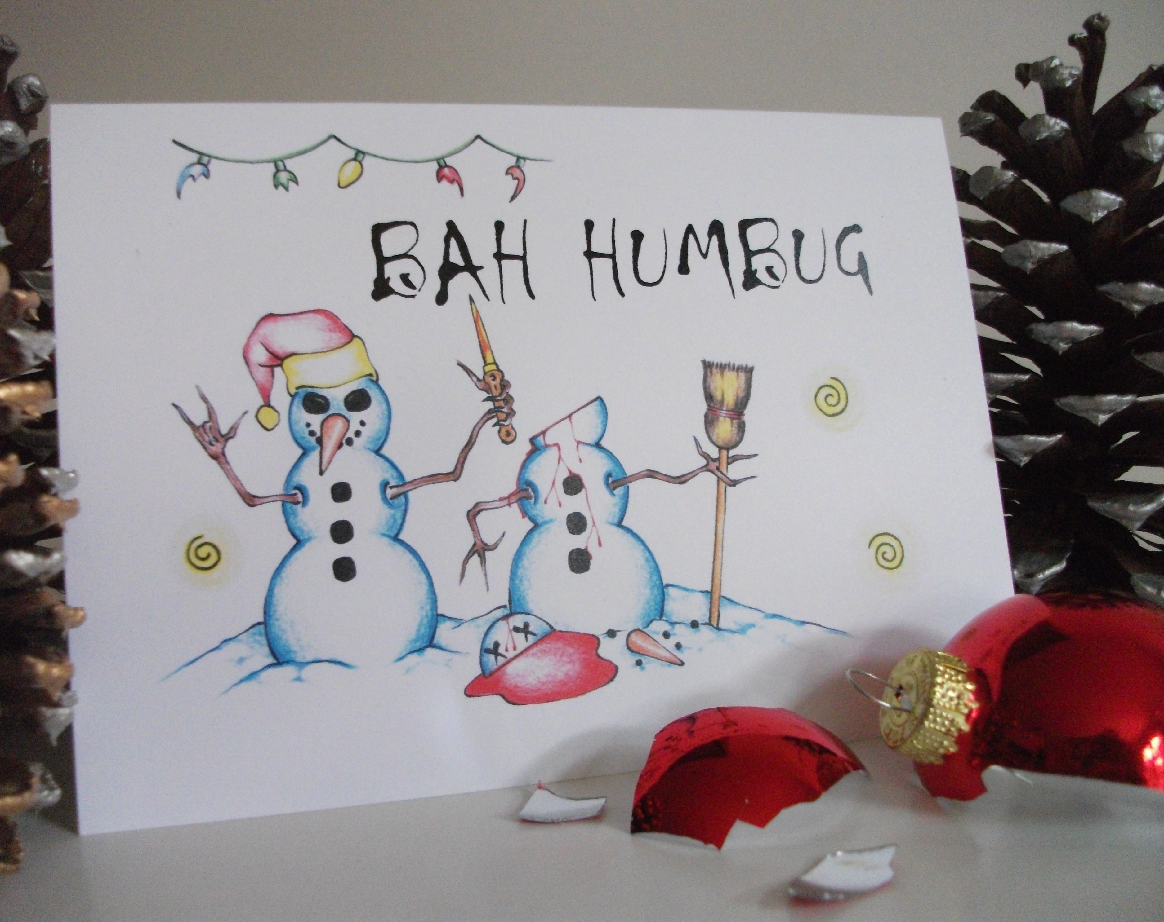 "Bah Humbug" Devious Snowmen Christmas Cards - Christmas with an attitude!