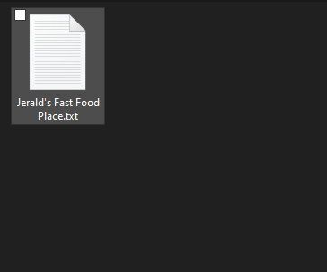 Jerald's Fast Food Place Batch Game