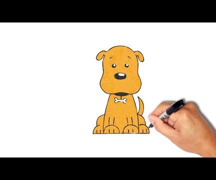 How to Draw a Cartoon Dog in the Front Position