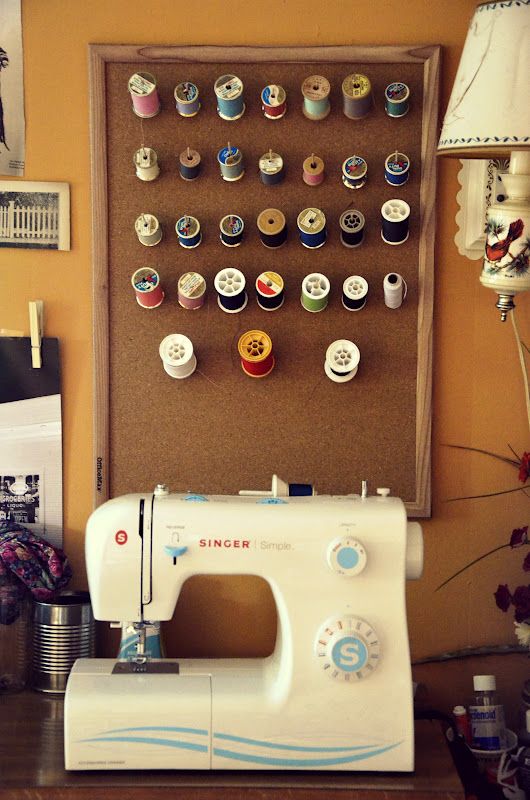 Thread Organizer Out of a Cork Board and Toothpicks